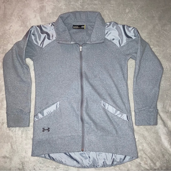 Under Armour Women s Gray Zip Up Cold Gear Loose Fitted Sweatshirt Size XS - Picture 2 of 11
